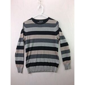 Premise Sweater Men Large Multicolor Striped Round Neck Tight Knit Ribbed Winter